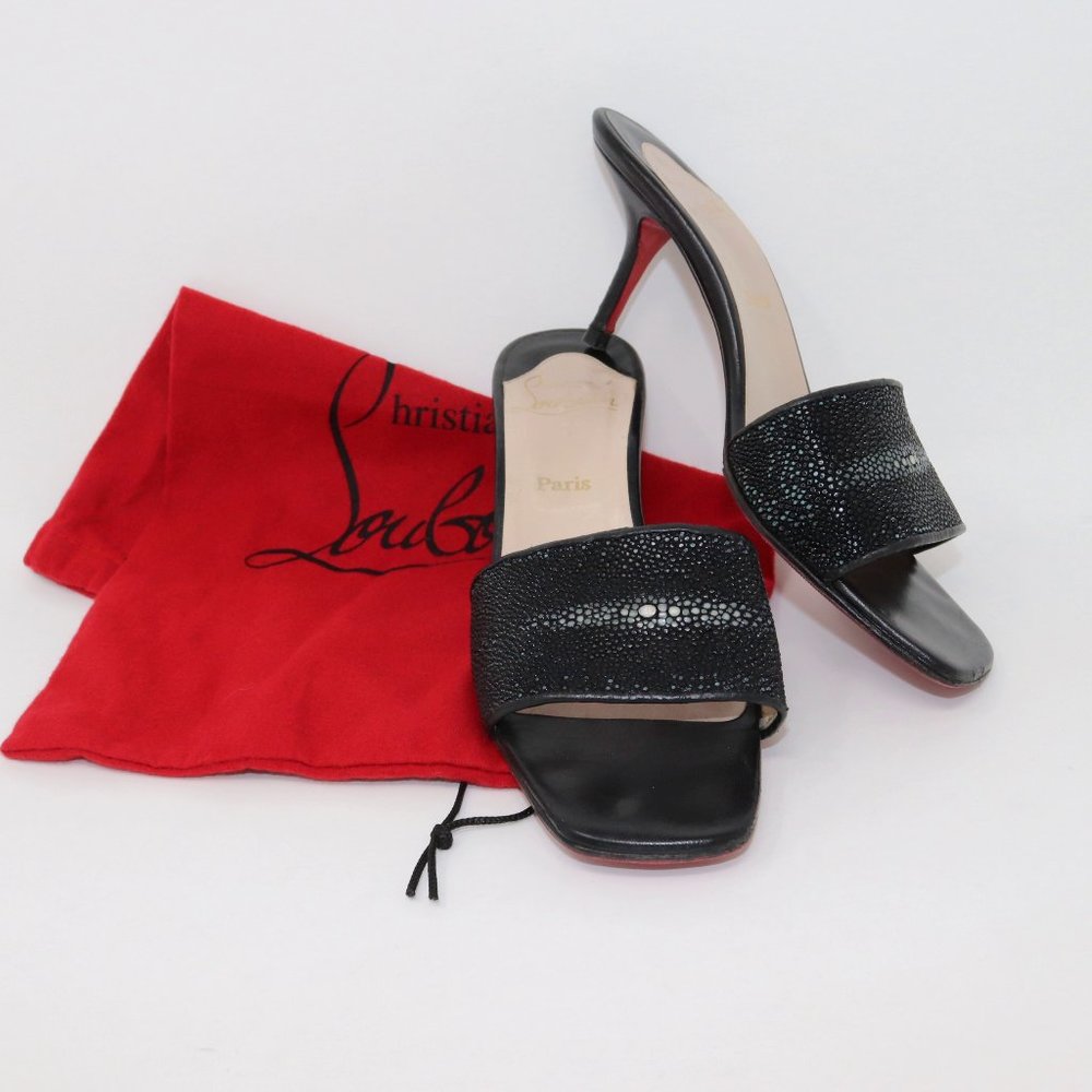 Christian Louboutin 37 Stingray Vintage Mule Sandal Slides Genuine Exotic Skin